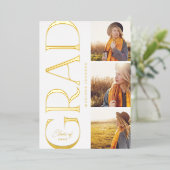 Side Typografy Abschluss 2022 3 Foto Party Folieneinladung (Stehend vorne)