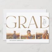 Side Typografy Abschluss 2022 3 Foto Party Gold Einladung (Vorderseite)