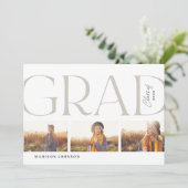 Side Typografy Abschluss 2022 3 Foto Party Grau Einladung (Stehend Vorderseite)