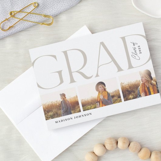 Side Typografy Abschluss 2022 3 Foto Party Grau Einladung