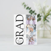 Side Typography Graduation 2026 3 Photo Party RSVP Karte (Stehend Vorderseite)