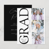 Side Typography Graduation 2026 3 Photo Party RSVP Karte (Vorne/Hinten)