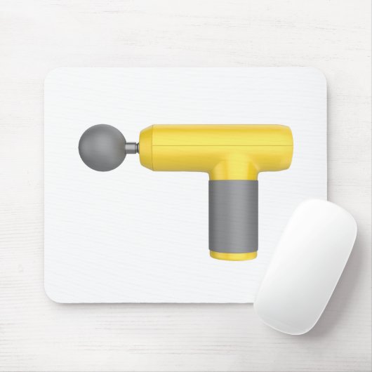 Side view of yellow massage gun mousepad (Mit Mouse)