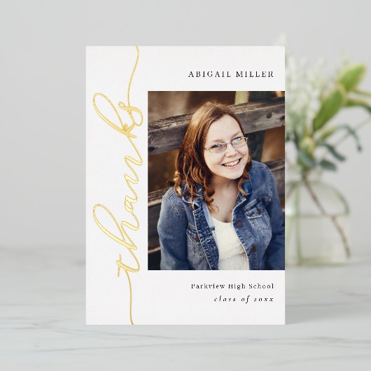 Side Writing Real Foil Abschluss Danke Karte (Stehend vorne)