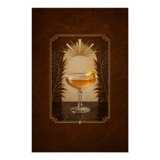 Sidecar Art Deco Poster | Bar Kunst (Vorderseite)