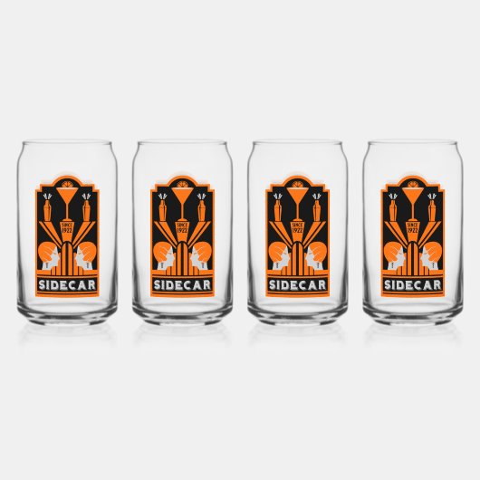 Sidecar Cocktail Art Deco Dosenglas (Vorderseite)