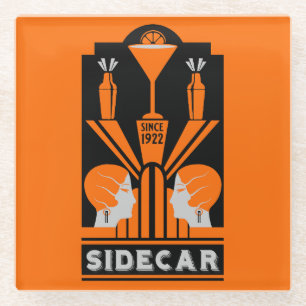 Sidecar Cocktail Art Deco Glasuntersetzer