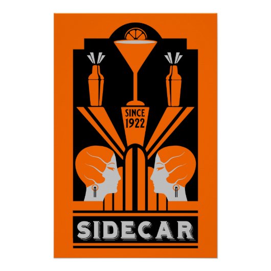 Sidecar Cocktail Art Deco Poster (Vorderseite)