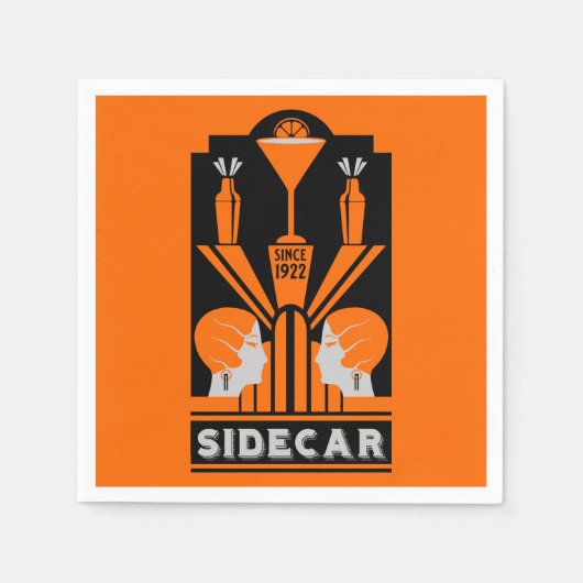 Sidecar Cocktail Art Deco Serviette (Vorderseite)