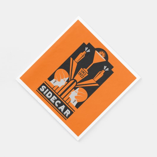 Sidecar Cocktail Art Deco Serviette (Ecke)