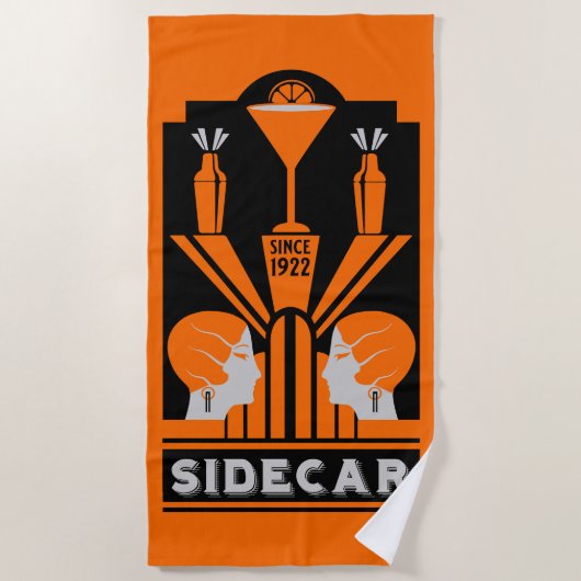 Sidecar Cocktail Art Deco Strandtuch (Vorderseite)