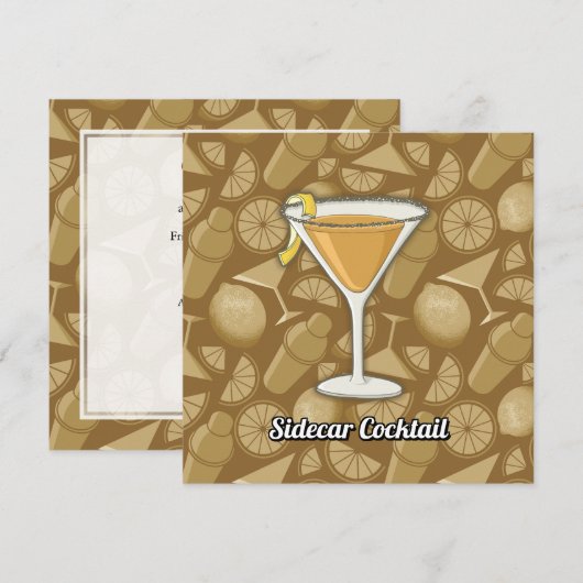 Sidecar Cocktail Einladung (Vorne/Hinten)