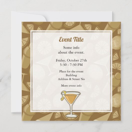 Sidecar Cocktail Einladung (Rückseite)