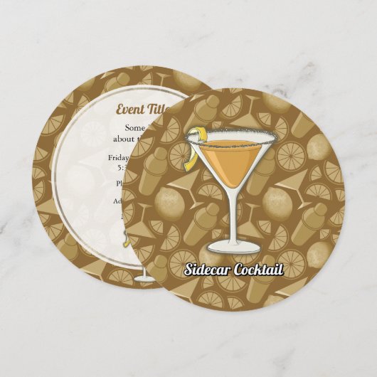 Sidecar Cocktail Einladung (Vorne/Hinten)
