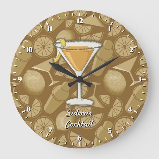 Sidecar Cocktail Große Wanduhr (Vorderseite)