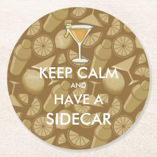 Sidecar Cocktail Runder Pappuntersetzer
