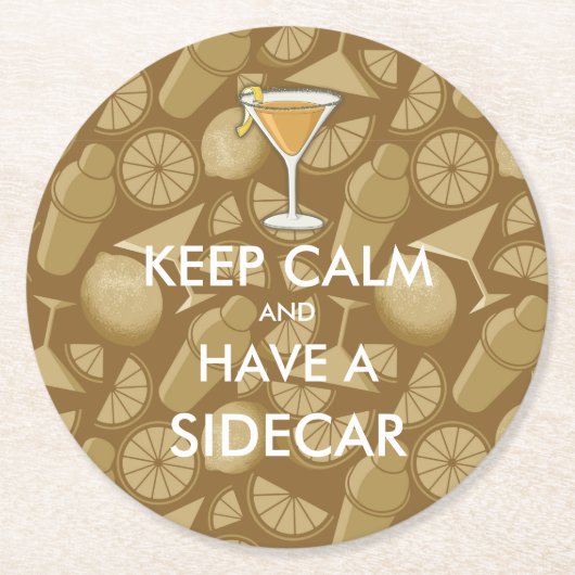 Sidecar Cocktail Runder Pappuntersetzer (Vorderseite)