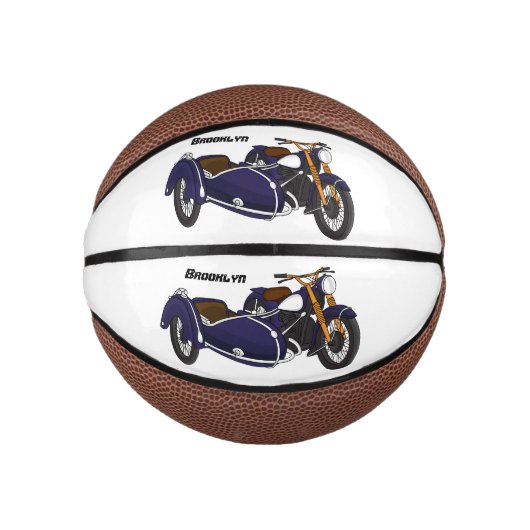 Sidecar purple motorcycle illustration mini basketball (Vorderseite)