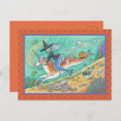 SIDESADDLE WITCH MERMAID, UNICORN MERHORSE FANTASY POSTKARTE (Vorne/Hinten)