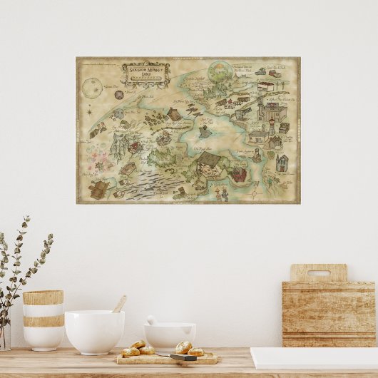 Sideshow Monkey World Map Poster (Küche)