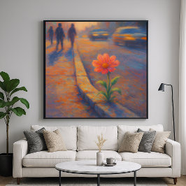 Sidewalk Blossom - Städtische Pastell Malerei Art Poster