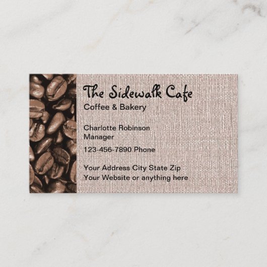 Sidewalk Café Kaffeehaus Visitenkarte (Vorderseite)