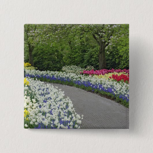 Sidewalk durch Tulpen und Daffodien, Button (Vorderseite)
