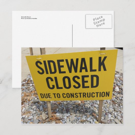 Sidewalk geschlossen postkarte (Vorne/Hinten)