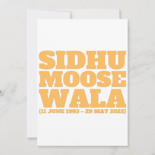 Sidhu Moose Wala 1993-2022  Einladung (Vorderseite)