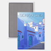 Sidi Bou sagte Tunesien Reisen Abstrakt Magnet (Vorderseite/Rückseite)