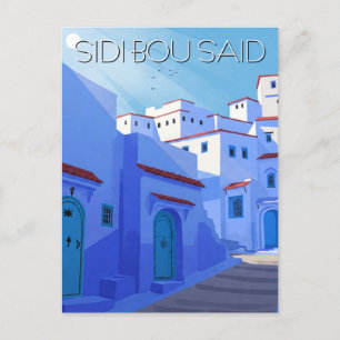 Sidi Bou sagte Tunesien Reisen Abstrakt Postkarte