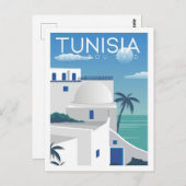 Sidi Bou sagte Tunesien Reiseziel Illustration Postkarte (Vorne/Hinten)