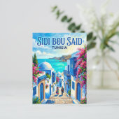 Sidi Bou Said Tunesien Postkarte (Stehend Vorderseite)