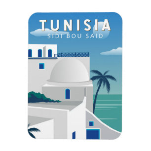 Sidi Bou Said Tunesien Retro Reise Kunst Vintage Magnet