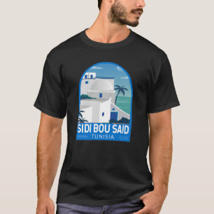 Sidi Bou Said Tunesien Retro Reise Kunst Vintage T-Shirt
