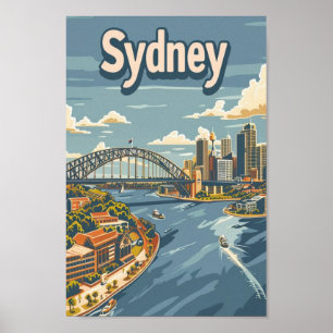 Sidney Australia Berühmter Vintage Travel Place Poster