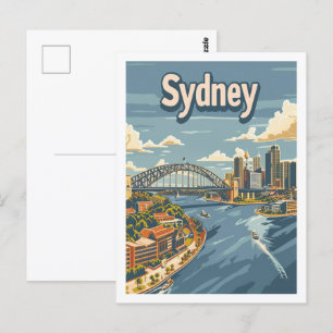 Sidney Australien Berühmter Reiseort im Vintage-St Postkarte