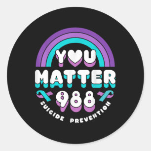 Sie 988 Suizidprävention Bewusstsein Regenbogen Ri Runder Aufkleber