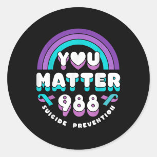 Sie 988 Suizidprävention Bewusstsein Regenbogen Ri Runder Aufkleber