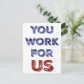 Sie arbeiten für patriotischen Protest der USA nac Postkarte (Stehend Vorderseite)