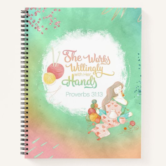 Sie arbeitet bereitwillig mit ihren Händen. Notizblock (Vorderseite)