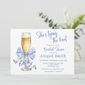 SIE BAUT DAS KNOCHEN BLAUE BRAUTPARTY EINLADUNG (Stehend Vorderseite)