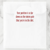 Sie befinden sich am unteren Ende des Totempfänger Runder Aufkleber (Tasche)