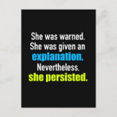 Sie beharrte auf Elizabeth Warren Postkarte (Vorderseite)