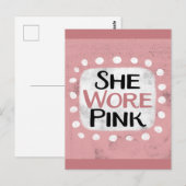 Sie bekam eine rosa Postkarte (Vorne/Hinten)