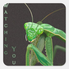 Sie beobachten - Grüne Version Quadratischer Aufkleber