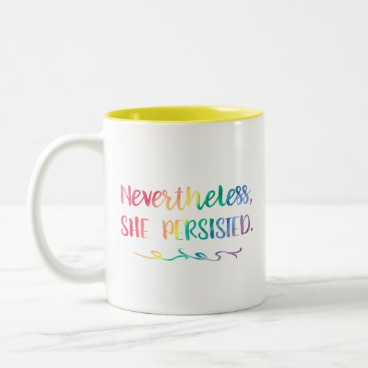 Sie bestand Aquarell-Typografie-Feminist fort Zweifarbige Tasse (Links)