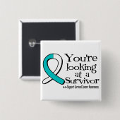 Sie betrachten einen Gebärmutterhalskrebs-Überlebe Button (Vorne & Hinten)
