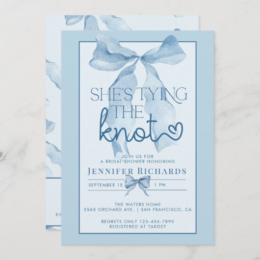 Sie binden den Knoten | Ribbon Brautparty Einladung (Vorne/Hinten)