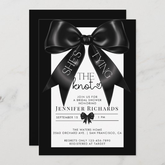 Sie binden den Knoten | Ribbon Brautparty Einladung (Vorne/Hinten)